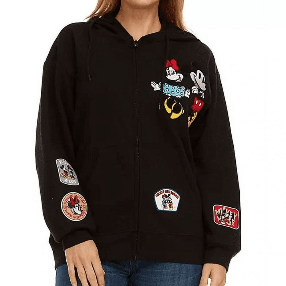 🏰Disney Mickey Mouse, Women Size Medium, Zip Up, Patch, Hooded Jacket